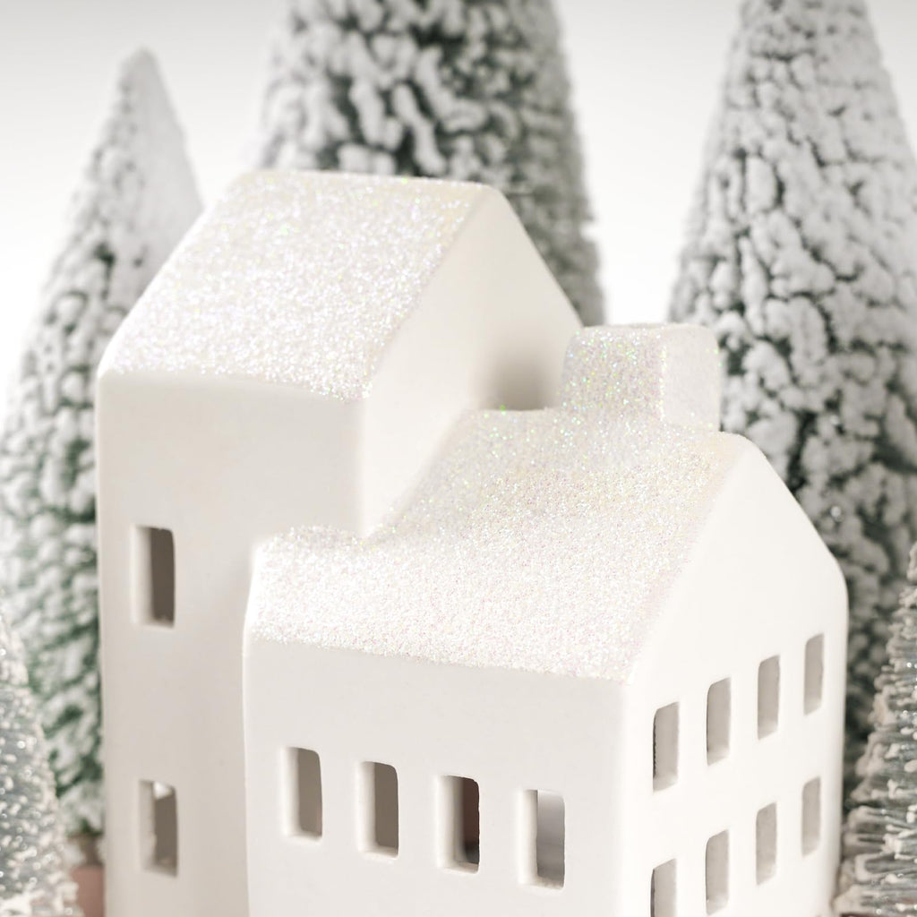 Christmas Decorations Indoor, 5 Lighted Ceramic Christmas Village Houses
