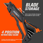 REXBETI 2-Pack Utility Knife, SK5 Heavy Duty Retractable Box Cutter for Cartons, Cardboard and Boxes, Blade Storage Design, Extra 10 Blades Included（Total 18 Blades）