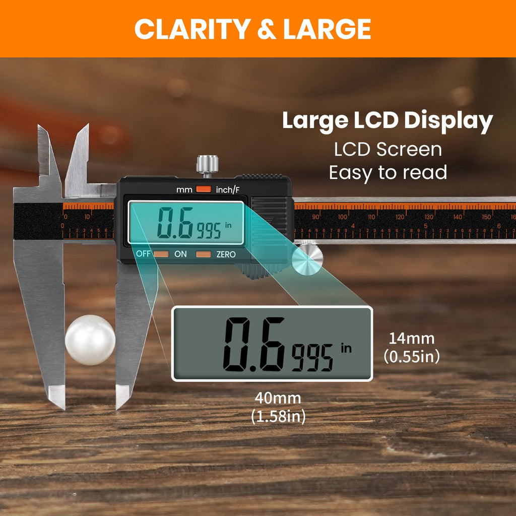 HARDELL Digital Caliper 12 Inch, Stainless Steel Caliper Measuring Tool with Large LCD Screen, Auto-Off Feature, Inch/Millimeter, Electronic Vernier Caliper for DIY, Jewelry, Parts, 3D Printing