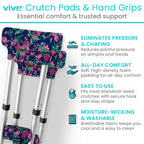 Vive Premium Crutch Pads & Hand Grips - Comfortable, Breathable, Machine Washable Padding - Moisture Wicking & Odor Reducing Pillow Accessory Covers for Adult & Youth Walking Crutches