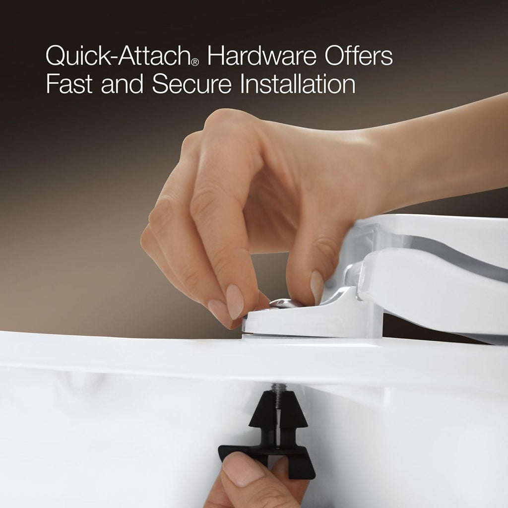 KOHLER 20111-0 Brevia, Slow Close Toilet Seat, Round Toilet Seat, Grip-Tight Bumpers Quick-Attach Hardware, White