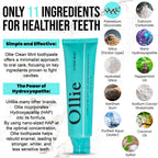 Ollie Fluoride Free 10% Nano Hydroxyapatite Toothpaste for Remineralizing Enamel, Sensitive Teeth & Whitening, Clean Mint 4oz (Pack of 1)