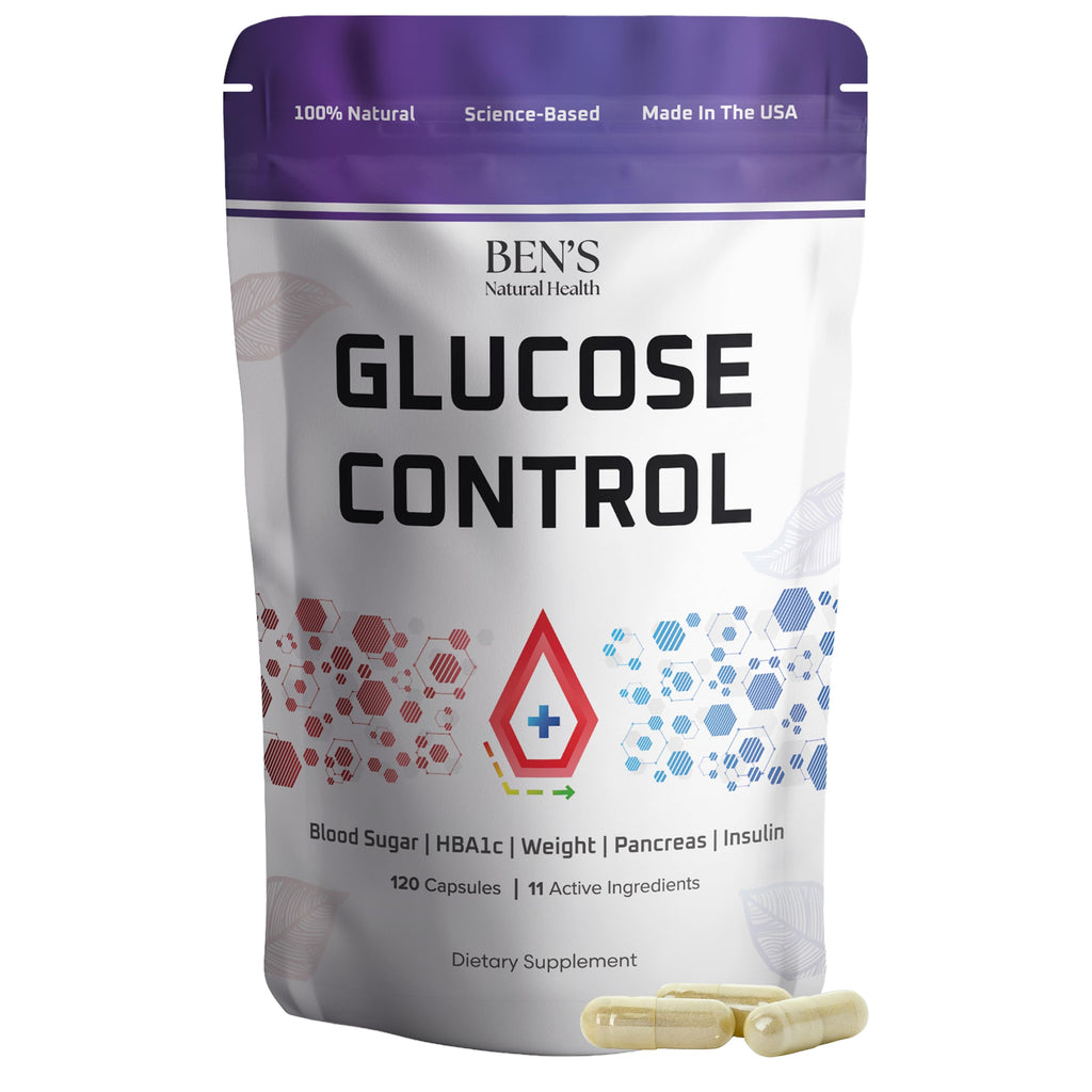 Ben's Natural Health Glucose Control Supplement with Berberine, Chromium, Inositol, Magnesium, 12 Ingredient Complex for Glucose and Carbohydrate Metabolism Support, 120 Capsules