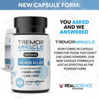 Real Science Tremor Miracle Capsules – Tremor Relief Supplement and Hand Tremor Aids for Adults – with TremorStop Blend, GABA, and Vitamins for Neurotransmission Support – Made in USA, 60 Caps