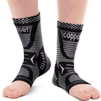 INDEEMAX Ankle Brace Compression Sleeve for Women & Men, Ankle Support Copper Infused Ankle Brace for Sprained Ankle, Plantar Fasciitis Sports, Achilles Tendonitis Pain Relief, Sliver Black, S