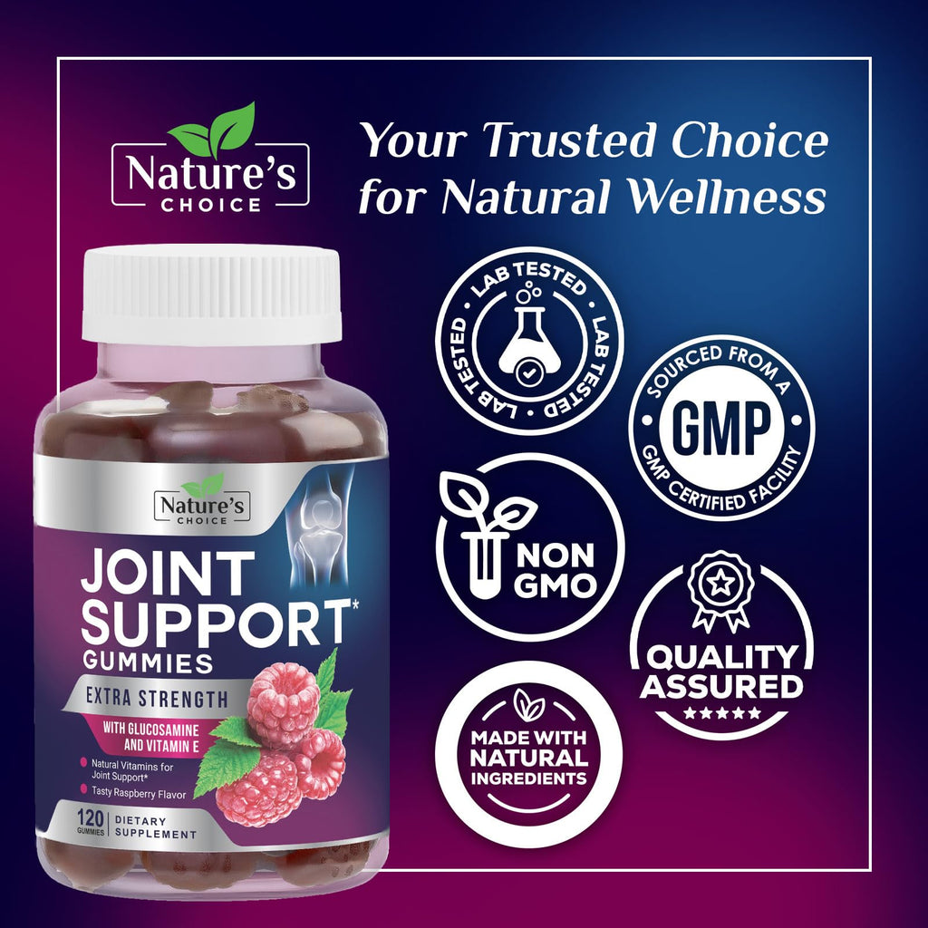 Joint Support Gummies - Extra Strength Glucosamine Gummy Supplement with Vitamin E - Natural Cartilage Joint Health & Flexibility Support, Best Support Glucosamine Chew for Men & Women - 120 Gummies