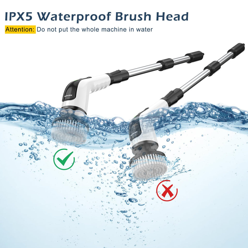 Bomves Electric Spin Scrubber, Cordless Cleaning Brush Scrubber for Home, 8 Replaceable Brush Heads-90Mins Work Time, 3 Adjustable Size, 2 Speeds for Bathroom Shower Bathtub Glass Car