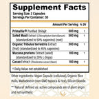 CHOQ Daily with 500mg PrimaVie Shilajit, Safed Musli, Tribulus - Natural Energy, Libido & Muscle Support - Daily Supplement for Men, 60 Vegan Capsules