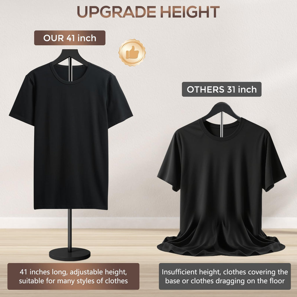 2 Pack Mannequin Torso, 30 to 41 Inch Height Adjustable Shirt Display Stand for Vendors Shop Graduation Party, Stable Ease Assembly Dress Form Clothes Garment Rack, Jacket Coat Hanger Stand, Black