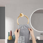 Towel Ring, Bathroom Hardware Accessories, Wall-Mounted Towel Ring, Simple Round Stainless Steel Towel Rack, for Bathroom and Kitchen (Gold 2 Pack)