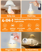 BoRccdit KeepLit 6 Pack Emergency Rechargeable Light Bulbs, 48H Long Lasting & 3 Brightness Power Outage Light,12W 3000K Battery Backup Emergency Light Bulbs for Home Power Failure Hurricane