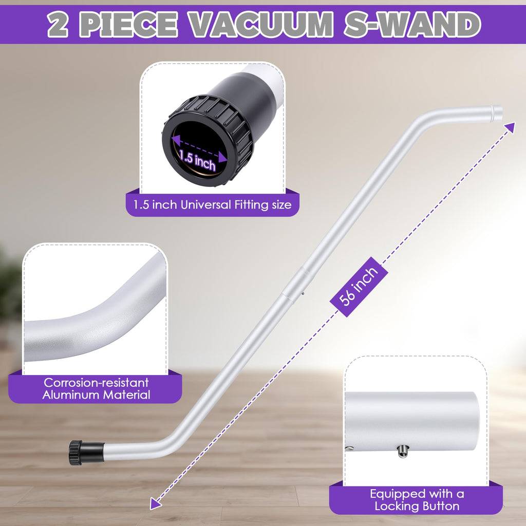 1 Pack Aluminum Vacuum S-Wand Replacement Compatible with Proteam,Silver