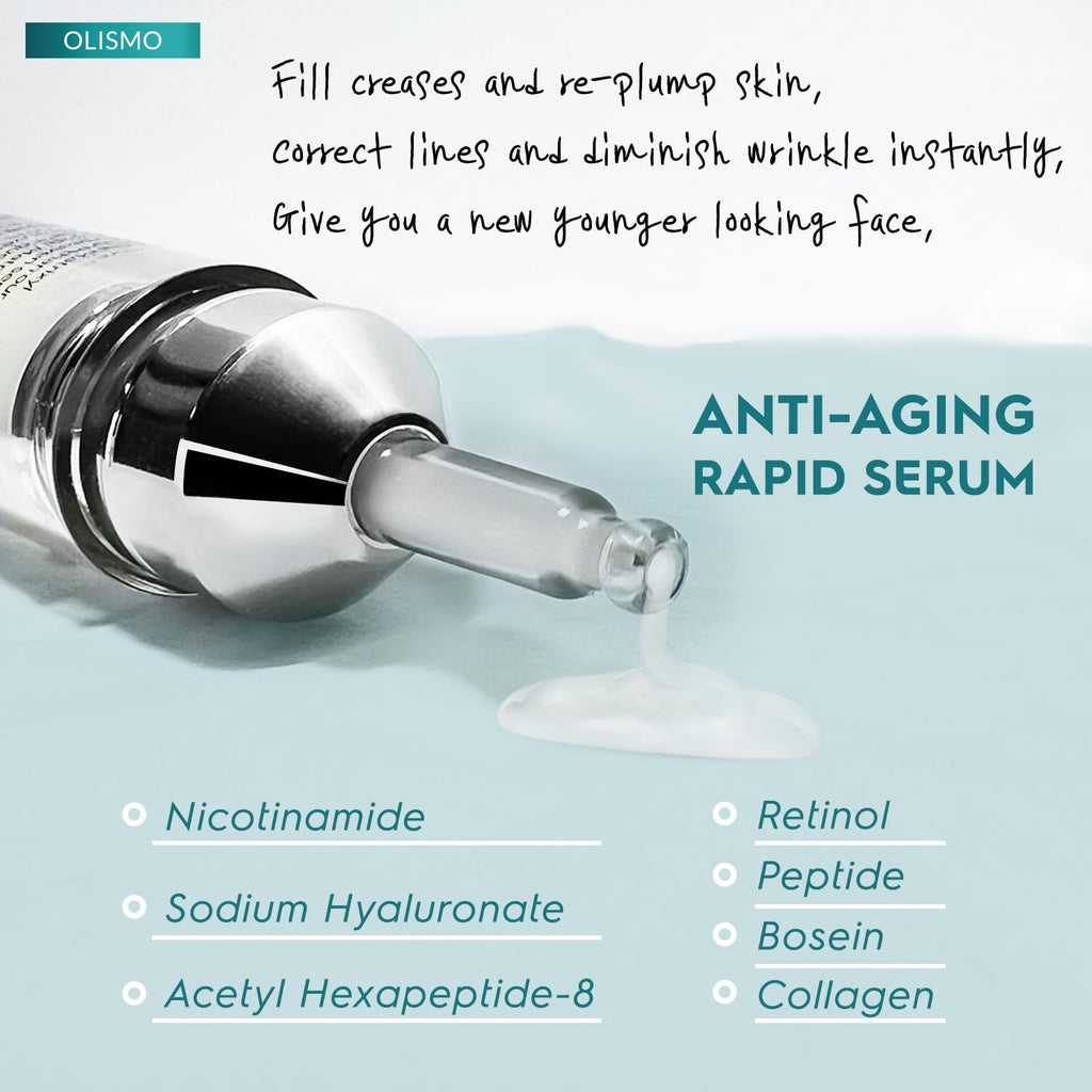 OLISMO Rapid Anti Wrinkle Serum, Advanced Wrinkle Cream for Women, Face Lift Cream, Instant Wrinkle Remover for Face, Eye Bag and Neck, Wrinkle Cream for Face Deep Wrinkles