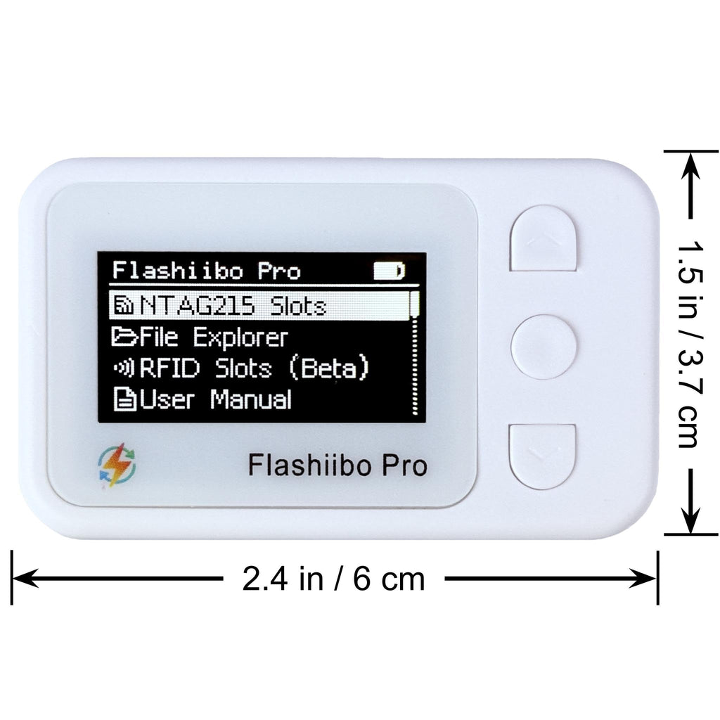 Flashiibo Pro NFC Emulator, NFC Tag Emulator, 3000+ Saves, Unlimited Rewrite, Auto UID Regen, Rechargeable Battery , 1.4" OLED Screen, Compatible with 50+ Games on Switch 1 & 2 (White)