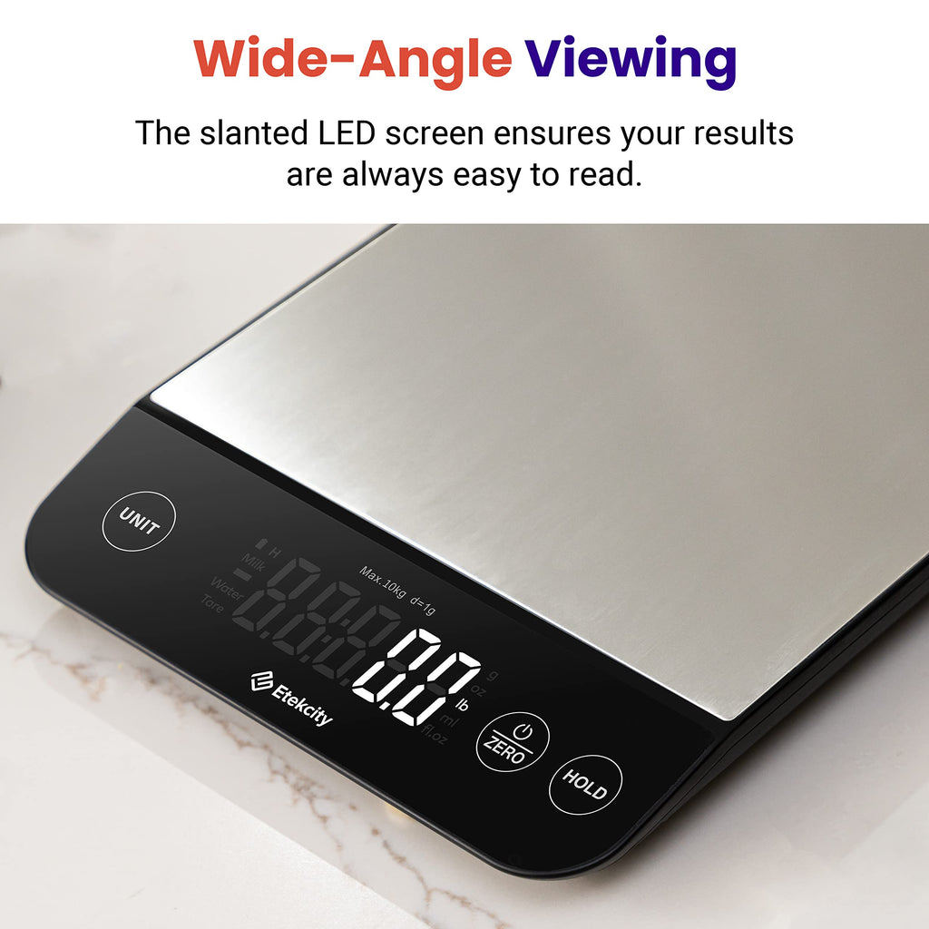 Etekcity 22lb Food Kitchen Scale, USB Rechargeable, IPX6 Waterproof