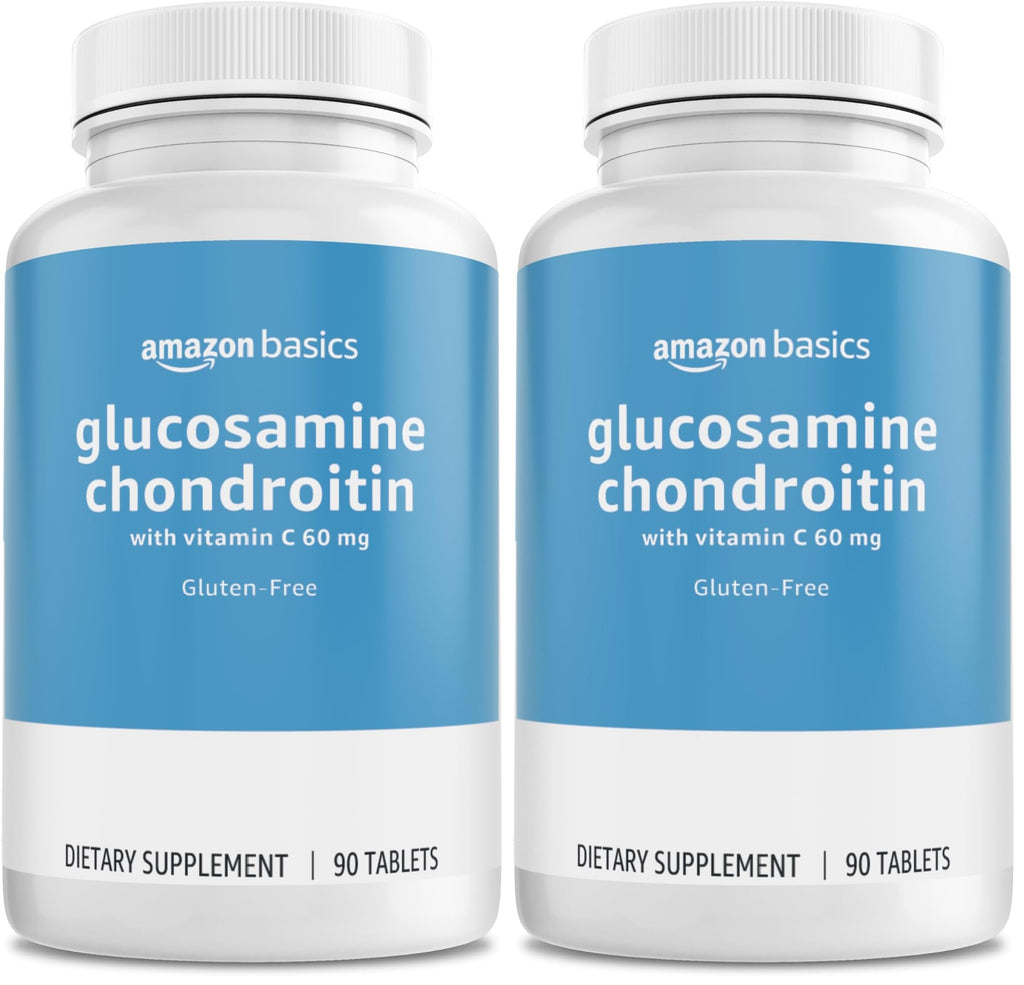 Amazon Basics Glucosamine 1500 mg with Chondroitin and Vitamin C 60 mg, 90 Tablets (2 per Serving), Gluten Free (Pack of 2)
