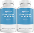 Amazon Basics Glucosamine 1500 mg with Chondroitin and Vitamin C 60 mg, 90 Tablets (2 per Serving), Gluten Free (Pack of 2)