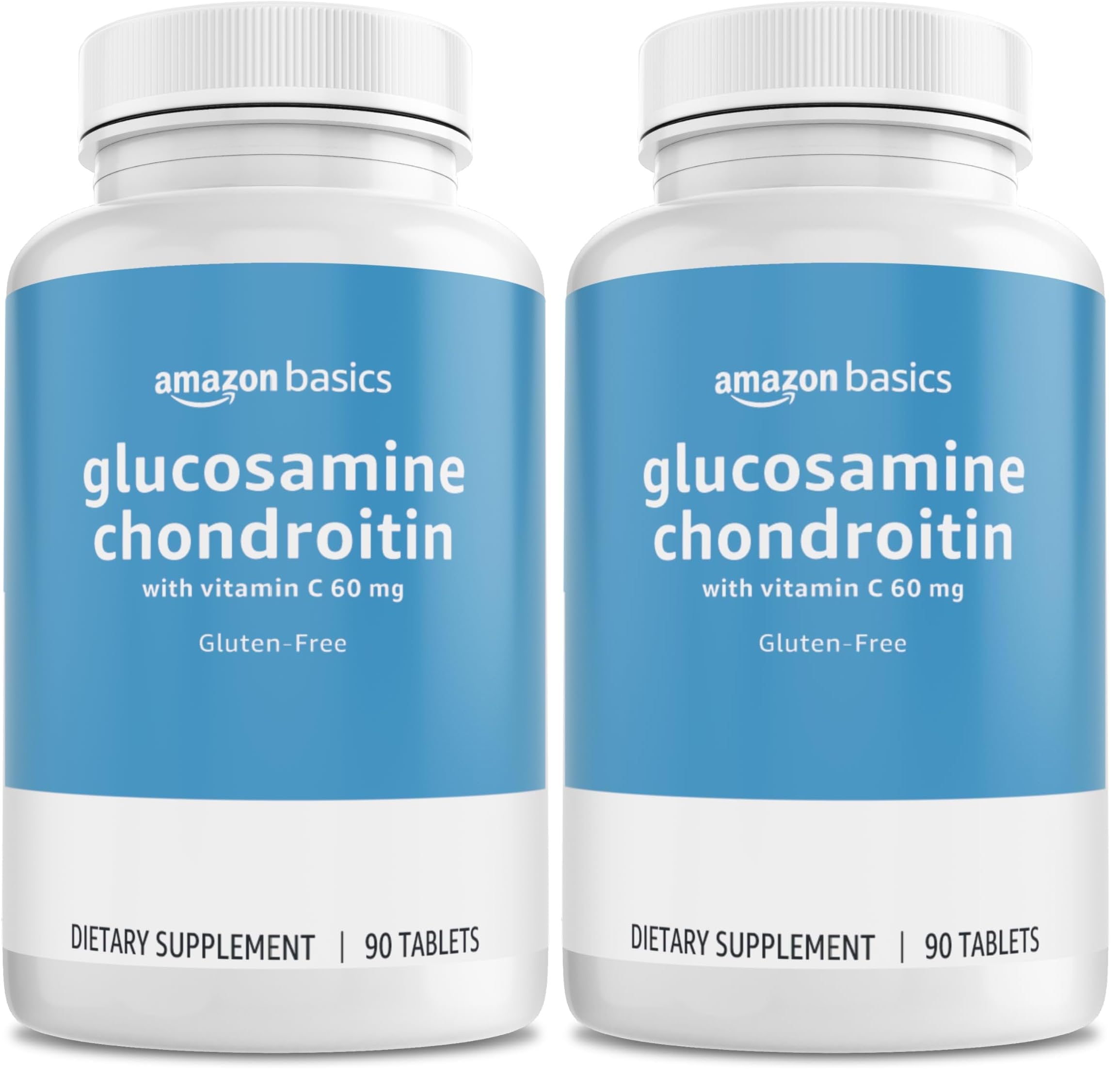 Amazon Basics Glucosamine 1500 mg with Chondroitin and Vitamin C 60 mg, 90 Tablets (2 per Serving), Gluten Free (Pack of 2)