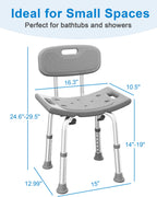 HOMLAND Shower Chair for Inside Shower with Removable Back, 400 lbs Heavy Duty Bath Seat for Bathtub, Safety Bath Stool for Seniors and Disabled, Aluminum Alloy Frame - Gray