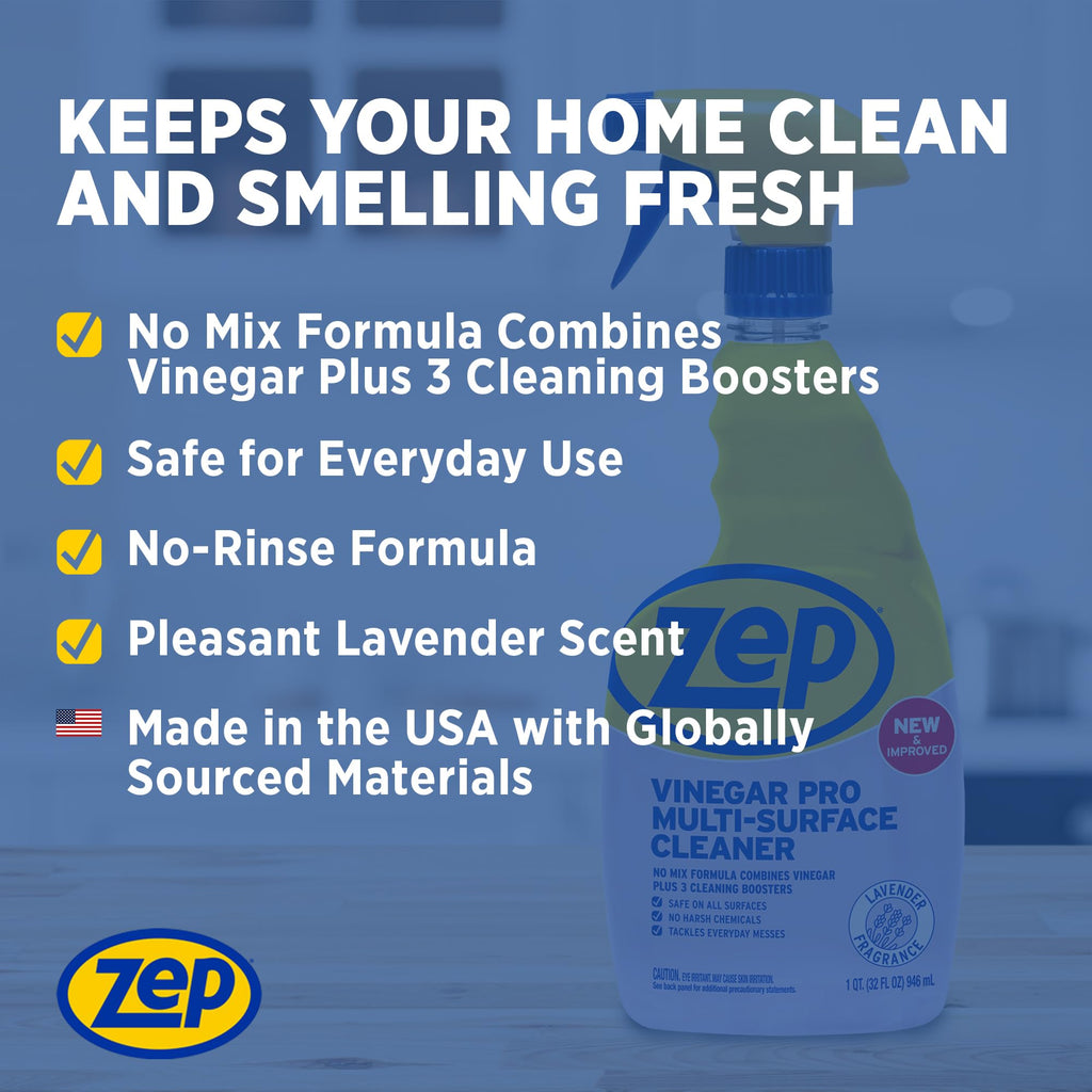 Zep All-Purpose Cleaner with Vinegar Added - 32 Ounces (Case of 4) R48432 - Industrial Grade Cleaner…