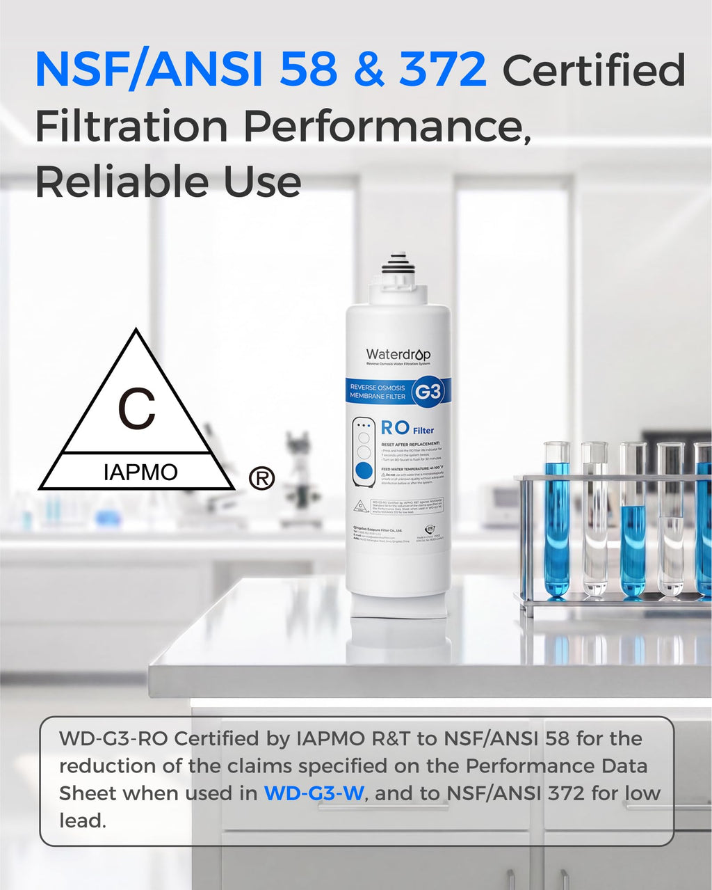 Waterdrop G3-N2RO Filter, Replacement for Waterdrop G3-W 400 GPD Reverse Osmosis System, Reduce PFAS, 2-year Lifetime