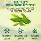 PURELID 100PCs Tea Tree Eyelid Wipes – Cleaning Eye Wipes for People with Dry Eyes & Allergies – Gentle Eyelid Cleanser with Hyaluronic Acid, Chamomile and Aloe – Individually Wrapped & Biodegradable
