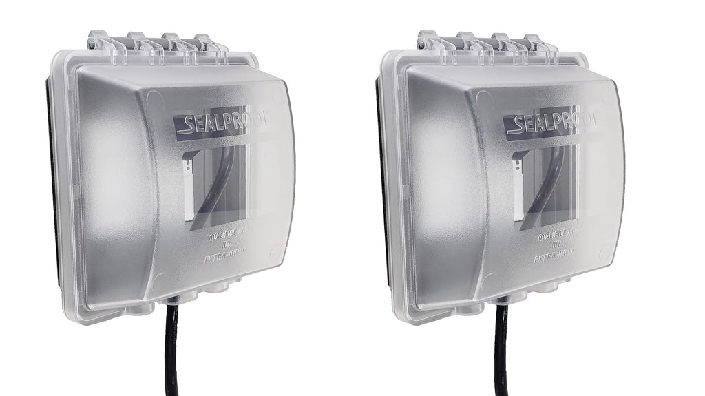 Sealproof 2-Gang Weatherproof Lockable In Use Electrical Power Outlet Cover, Two Gang, UL Extra Duty Compliant, 45-in1, Plastic Clear Frost