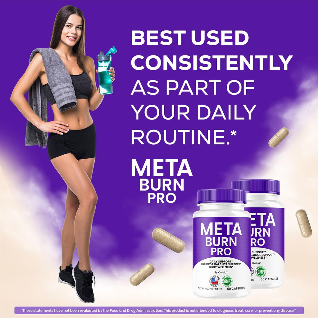 Meta Burn - Official Meta Burn Pro Capsules Advanced Formula with All Natural Ingredients, MetaBurn Pills Maximum Strength for Wellness & Overall Health Support, 60 Capsules for 1 Month