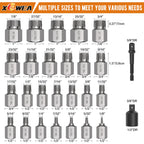 XEWEA Upgrade Screw Extractor Set, 27 PCS 3/8" Inch Drive Easy Out Bolt Extractor Set, Multi-Spline, for Removing Broken Studs, Bolts, Screws - More Convenient