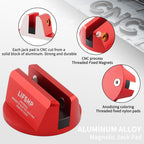 LIFSHP Universal Aluminum Grooved Magnetic Jack Pad, Jacking Puck Pinch Weld Frame Rail Adapter, for Car SUV Truck Pickup Sedan MPV Wagon, Change Tire Repair Tires Oil Change Must Have-Red