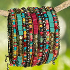 SPUNKYsoul Boho Cuff Bracelets, Women Adjustable Stackable Beaded Accessory
