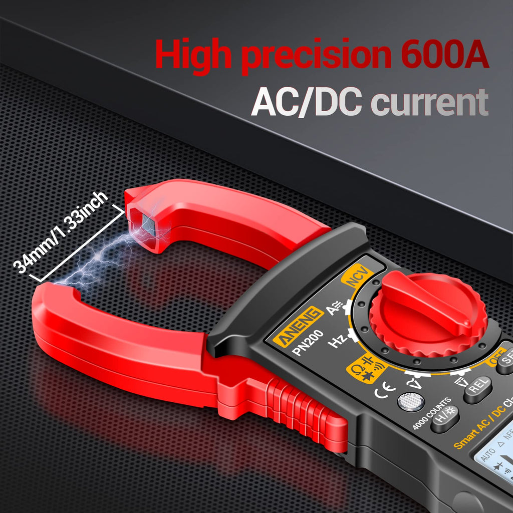 ANENG Digital Clamp Meter Multimeter Tester with AC/DC Current,Voltage, NCV Amp Ohm Volt 4000 Counts Meter Measures Capacitance, Resistance, Diodes, Continuity Frequency Backlight Electrican Tools