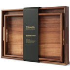 Fibogollo Set of 2 Acacia Wood Serving Tray with Handles