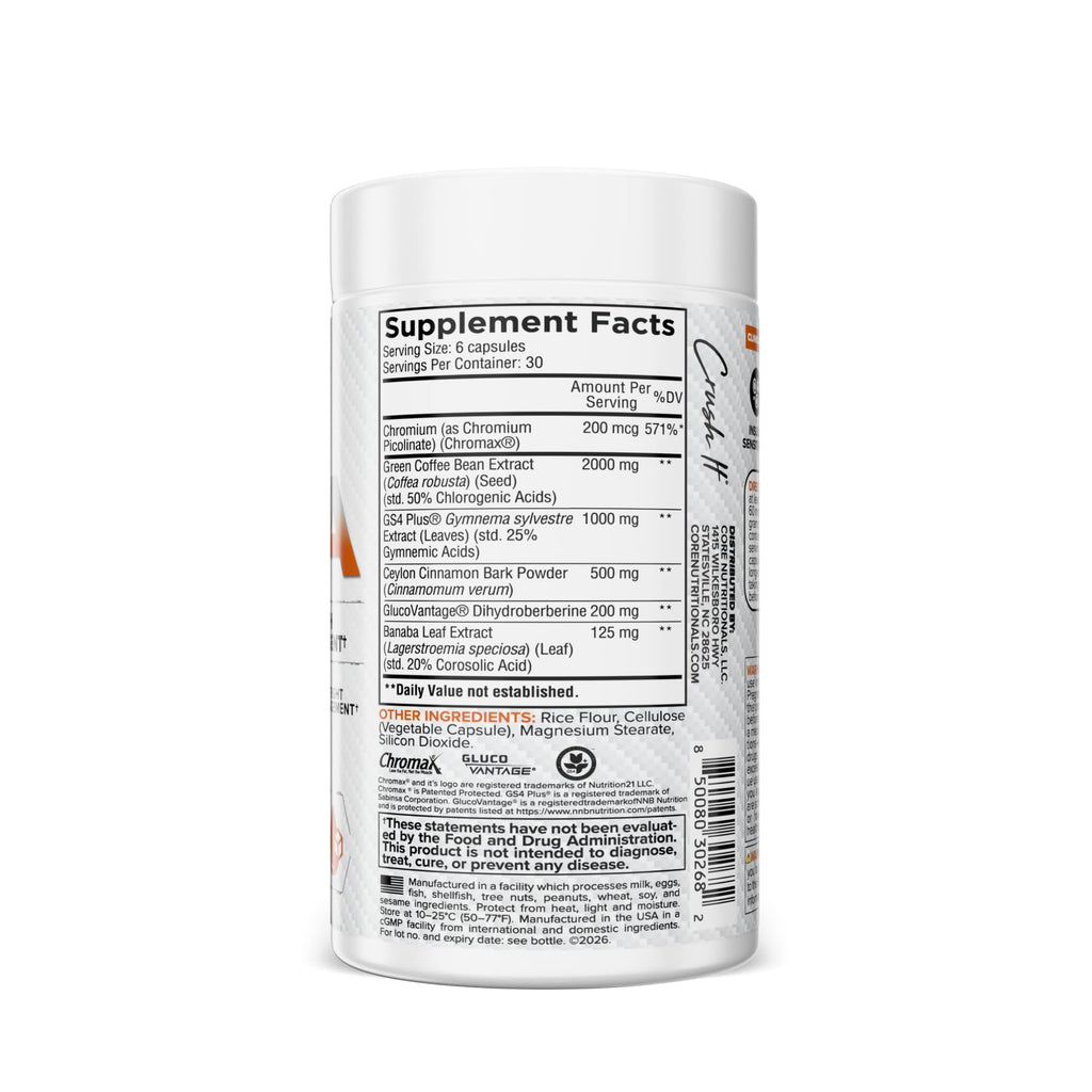 Core Nutritionals GDA | Berberine, Cinnamon, Chromium & Gymnema | Daily Nutrient Support for Active Lifestyles | 180 Capsules