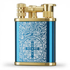2 in 1 Lighter Permanent Match Antique Style Lift Arm Kerosene Lighter with Permanent Match (Blue Ice Constantine)