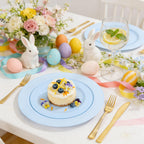 FLOWERCAT 60PCS Light Blue Heavy Duty Plastic Disposable Party Plates Set – 30pcs 10.25″ Dinner & 30pcs 7.5″ Dessert Plates – Durable Blue Tableware for Easter Parties, Wedding, BBQ & Baby Shower