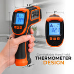 Kizen Infrared Temperature Gun - Handheld Surface Infrared Thermometer for Griddle, Grill, Pizza Oven, Candy, & A/C - Laser Thermometer Gun -58F to 1112F - Surface Temp Gun