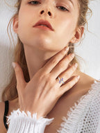 Bestyle June Birthstone Ring for Women, Silver Alexandrite Ring Two Purple Gemstone Teardrop Ring, TOI et Moi Ring Love Promise Rings BFF Ring for, Christmas Valentine's Day Birthday Gifts