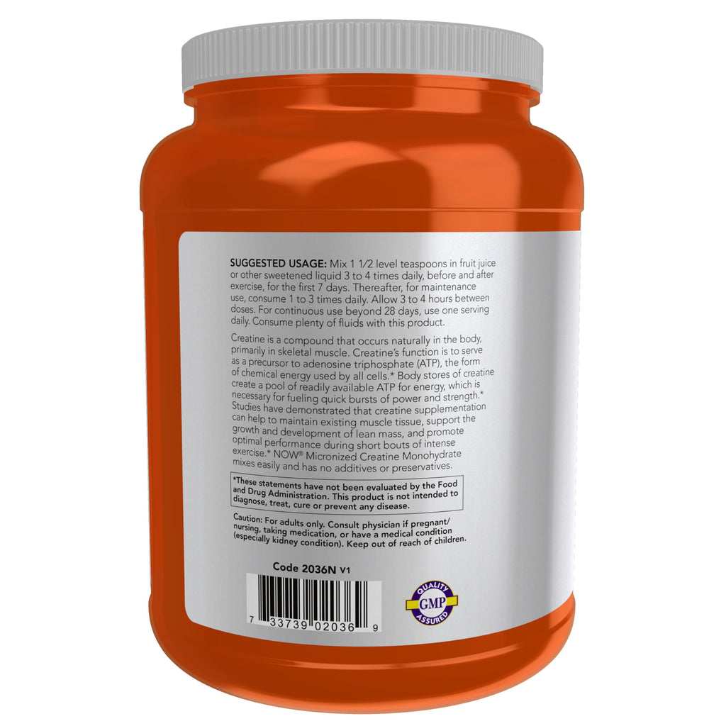 Now Sports Nutrition, Micronized Creatine Powder 500 g, Mass Building*/Energy Production*, 1 kg.