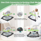 Pawtong Foldable Baby 5-in-1 Activity Walker - Rocker, Activity Center, Bouncer, Seat Walker, Push Walker - Adjustable Speed Rear Wheels and Height Toys Ages 6-18 Months… (Green)