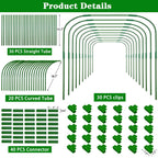 10 Sets Greenhouse Hoops Grow Tunnel-41.3" W x 31.5" H with 30 PCS Clamps,DIY Garden Hoop Plastic Rustproof Support Frame Garden Hoop Stakes for Plants Fruits Vegetables Raised Garden Beds Row Cover