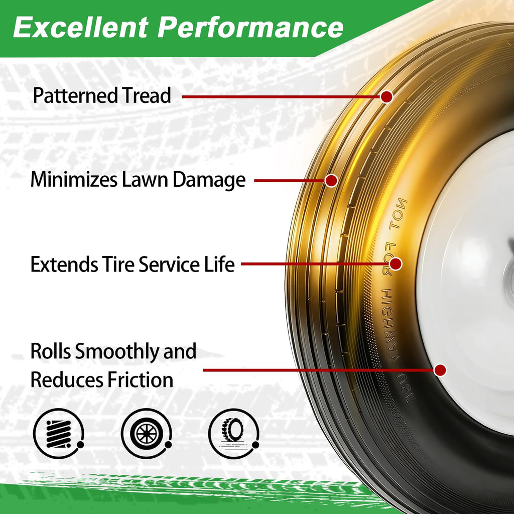 LTNICER (2-Pack) Fits 4.80/4.00-8, 3.50/2.50-8, 4.00-6, 4.00-8 Wheelbarrow Wheels,14.5" Wheelbarrow Flat Free Tire, with 3/4" & 5/8" Bearing,3" Hub for Garden Cart Trolley Wagon Lawn Mower