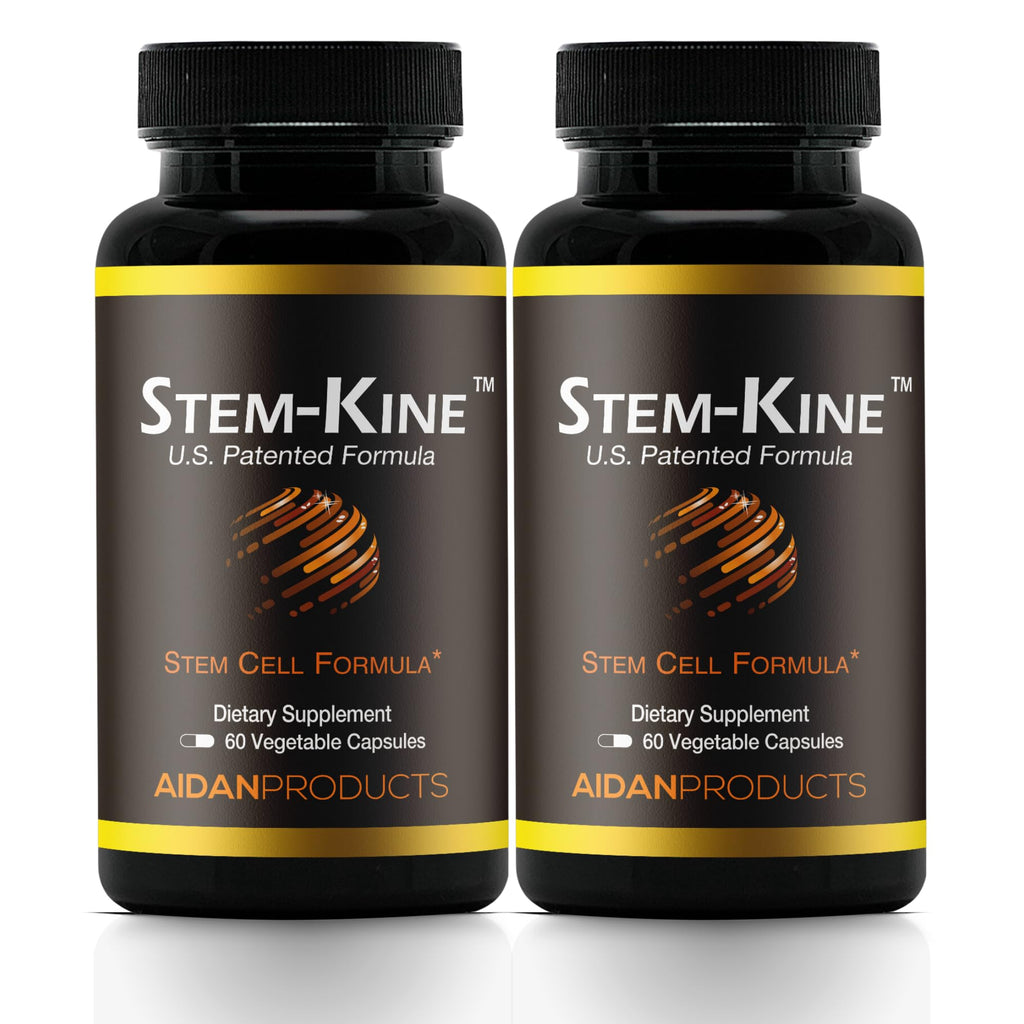 Aidan Products Stem-Kine Stem Cell Supplements, Clinically Proven to Increase Circulating Stem Cells, Pack of 2, Promoting Healing and Anti-Aging, 2 Pack of 60 Capsules Each