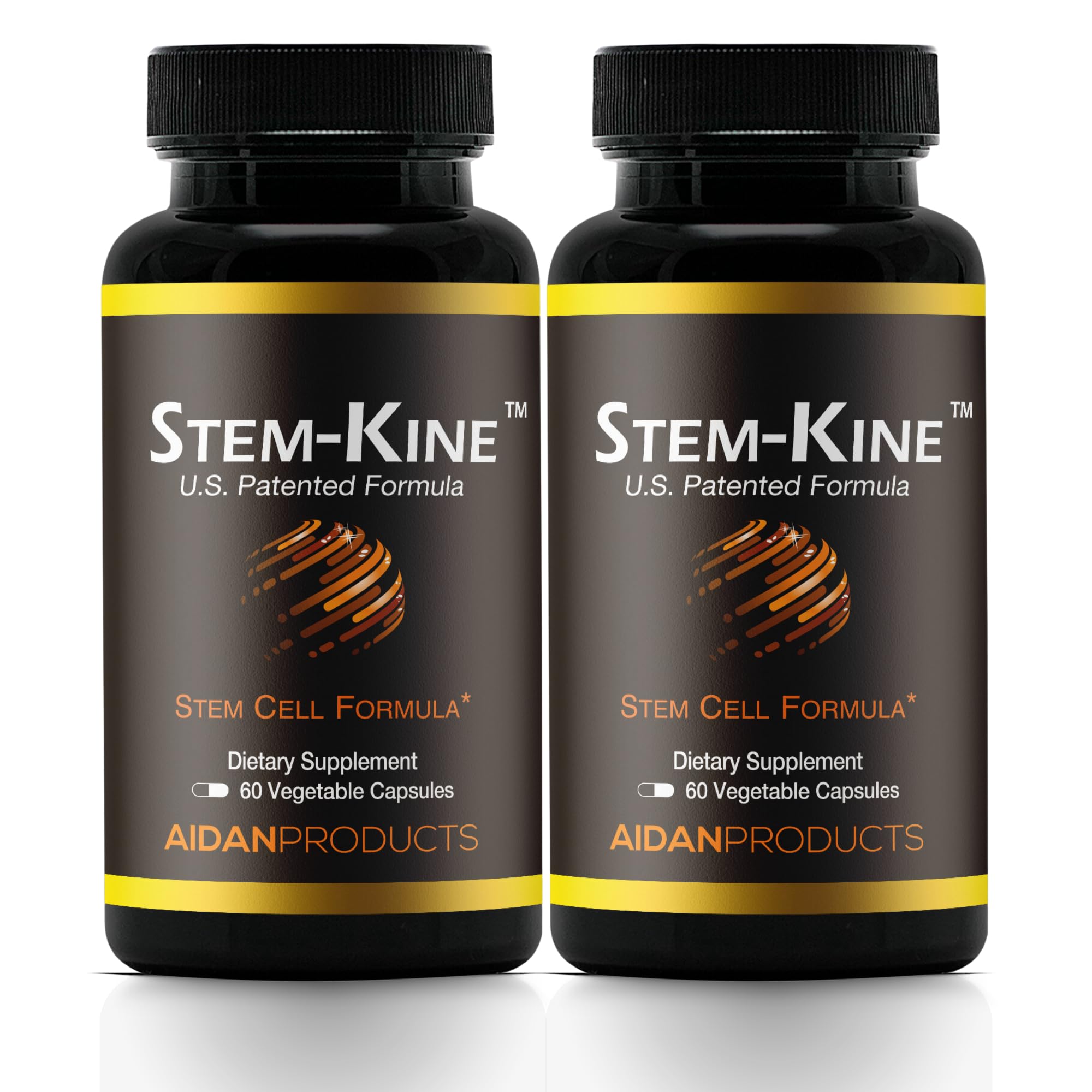 Aidan Products Stem-Kine Stem Cell Supplements, Clinically Proven to Increase Circulating Stem Cells, Pack of 2, Promoting Healing and Anti-Aging, 2 Pack of 60 Capsules Each