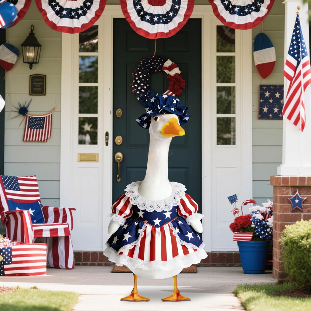 Fuzzivator 4th of July Porch Goose Outfits Patriotic Goose Outfit Memorial Day Porch Goose Outfit for 23" Geese Independence Day Summer Outdoor Patio Yard Lawn Garden