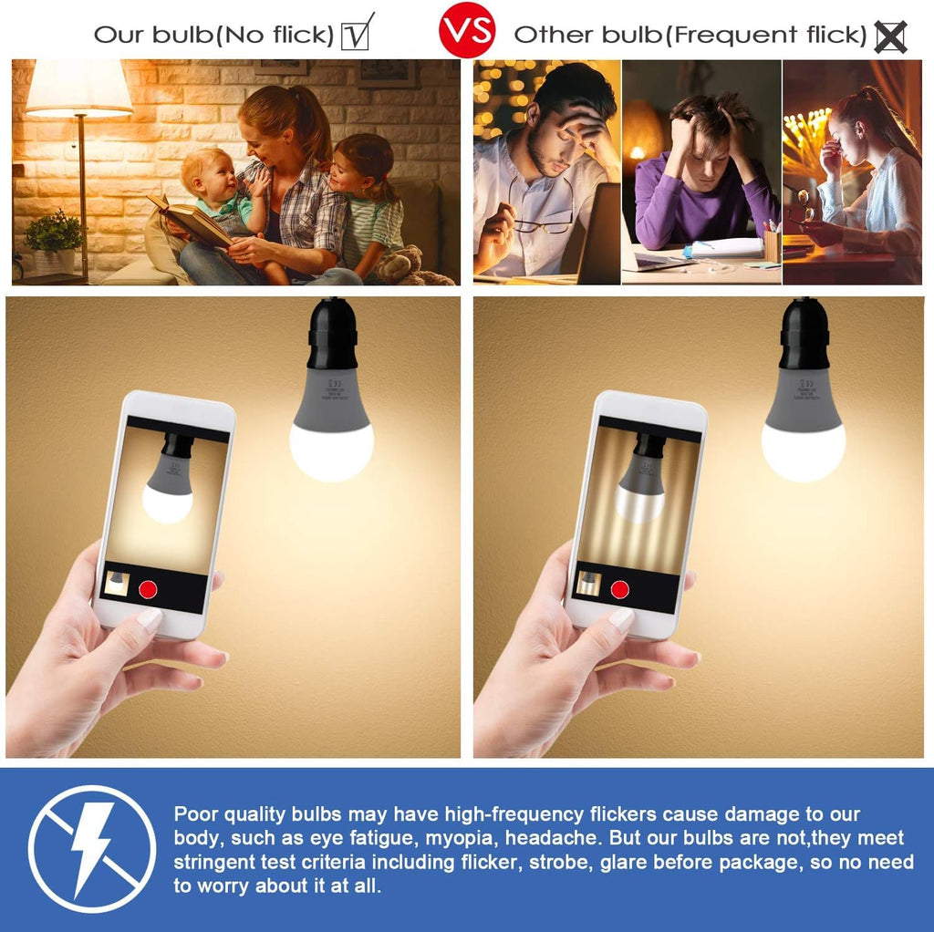 Yochoice 12-Pack A19 LED Light Bulbs, 100 Watt Equivalent LED Bulbs, 2700K Warm White, No Flicker E26 Edison Medium Screw Base Bulbs, 1100Lumens, Non Dimmable