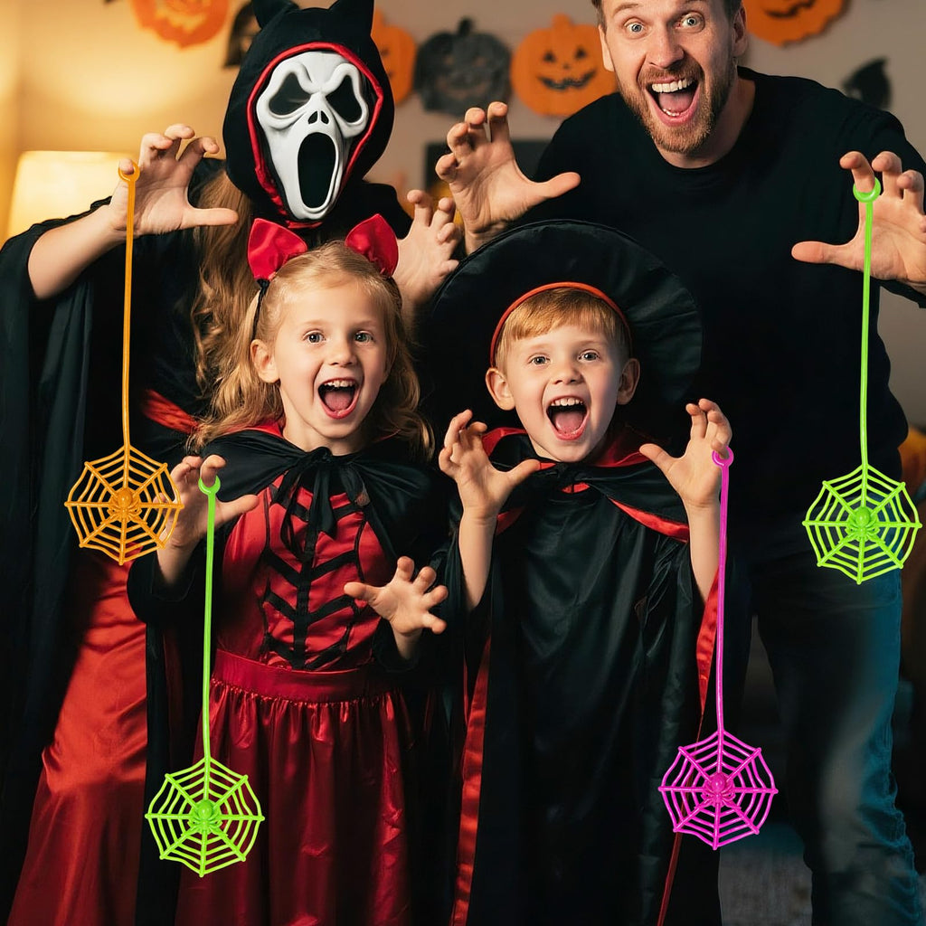 HLARTNET 40Pcs Sticky Spider Web Hand Party Favors, Spider Toys Bulk for Kids Boys, Gifts for Birthday Halloween Goodie Bag Filler or Classroom Prizes