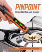 Natural Gas Detector, TopTes PT177 Gas Leak Detector with Audible & Visual Alarm, Portable Gas Sniffer to Locate Combustible Leak Sources Like Methane, Propane for Home (Includes Battery x2)-Orange