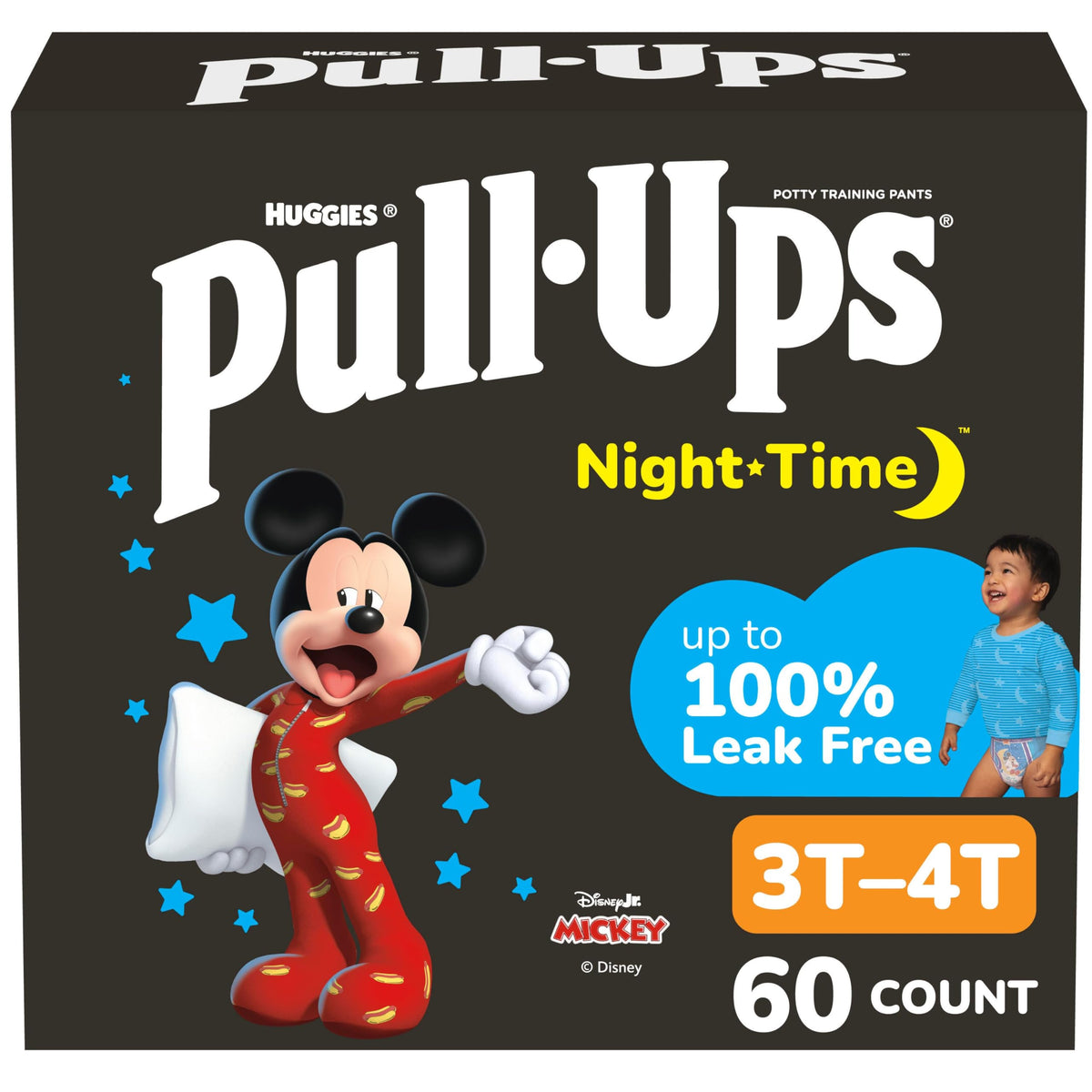 Pull-Ups Boys' Night-Time Potty Training Pants, Size 3T-4T, 60 Count