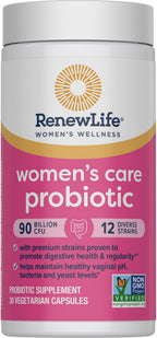 Renew Life Women's Probiotic Capsules, Supports pH Balance for Women, Vaginal, Urinary, Digestive and Immune Health, L. Rhamnosus GG, Dairy, Soy and Gluten-Free, 90 Billion CFU - 30 Ct